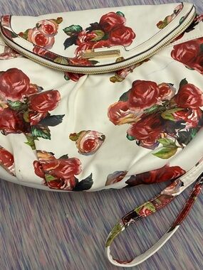 VTG Juicy Couture ROSIE Crossbody Bag Purse Vegan Leather White Red & Pink Roses